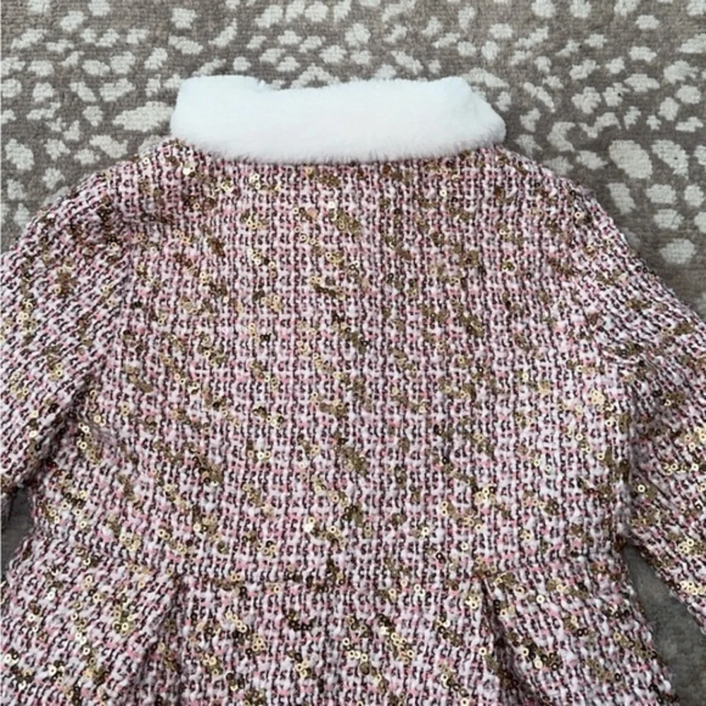 Disney Princess‎ Pink Tweed & Gold Sequin Girls Coat Size 4